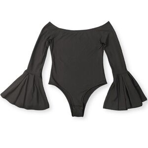 Flare Bell Sleeve Off The Shoulder Black Bodysuit Women’s size S